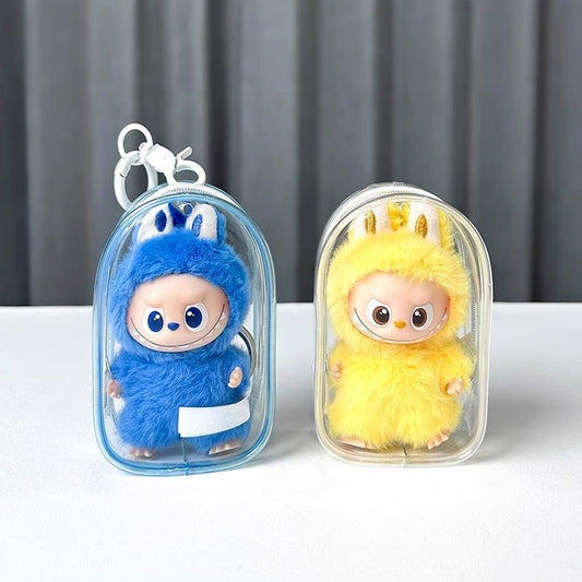 10cm Labubu 4.0 Heart Code Case - Clear Dustproof Cover for Vinyl Doll Storage
