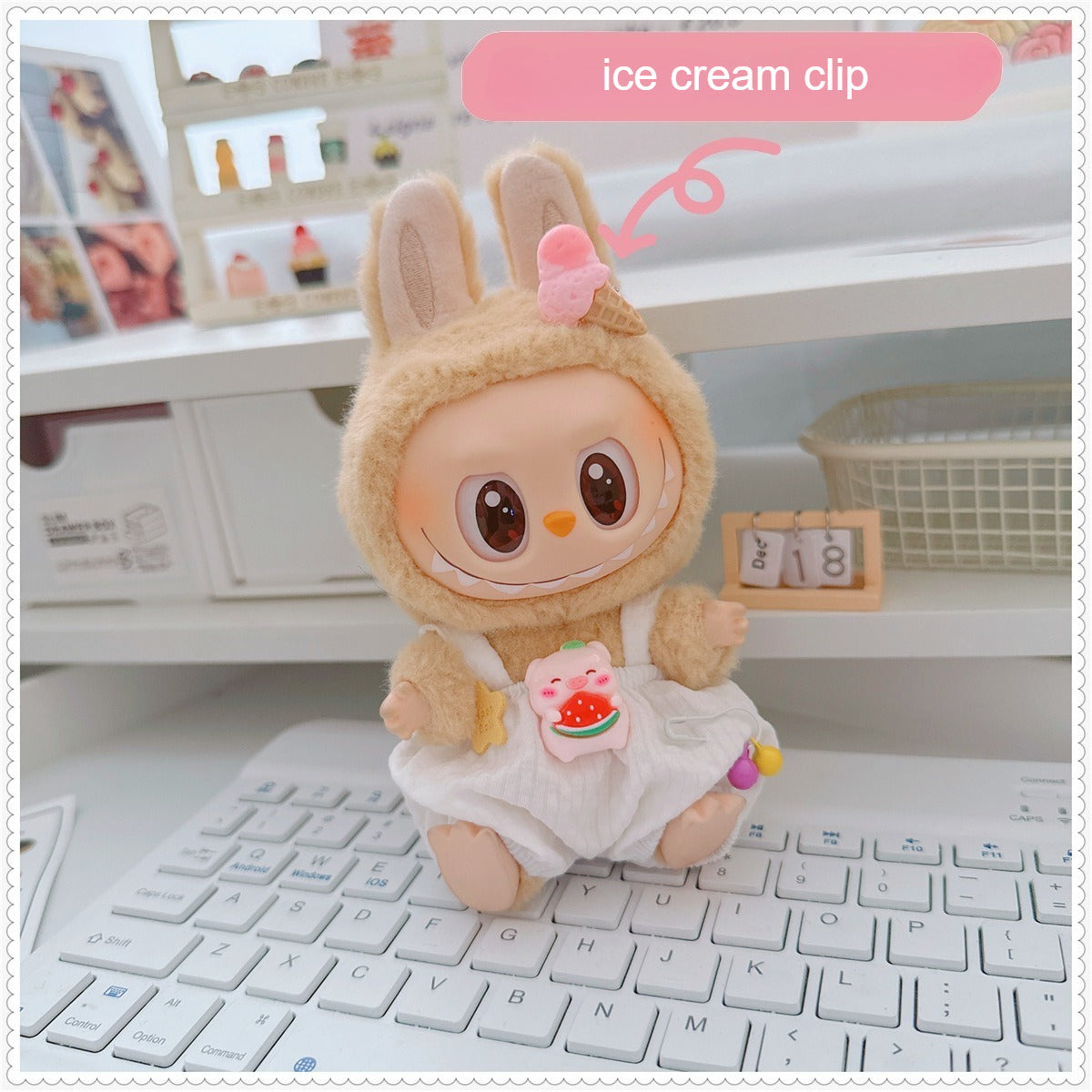 17cm Labubu Macaron Outfit - Blushing Face Vinyl Doll Clothes Change Costume