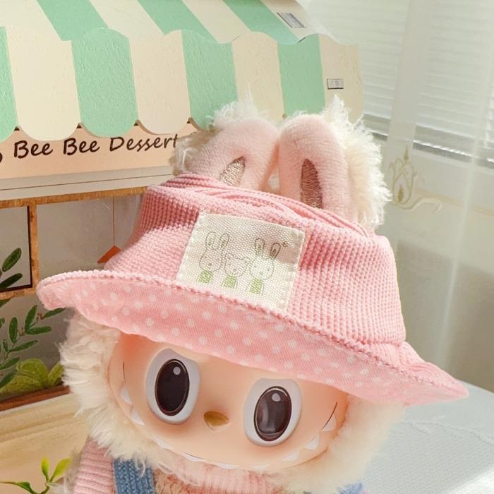 17cm Labubu Handmade Couple Outfit Set | Macaron Swaeter + Matching Overalls | Vinyl/Plush-Compatible Clothes Only with Detachable Keychain Charm