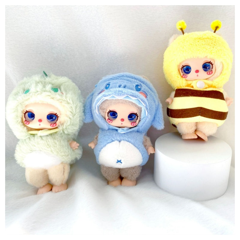 Kawaii Labubu Plush Keychain Outfit Set Dinosaur & Bee for 1st/2nd Gen Vinyl Dolls