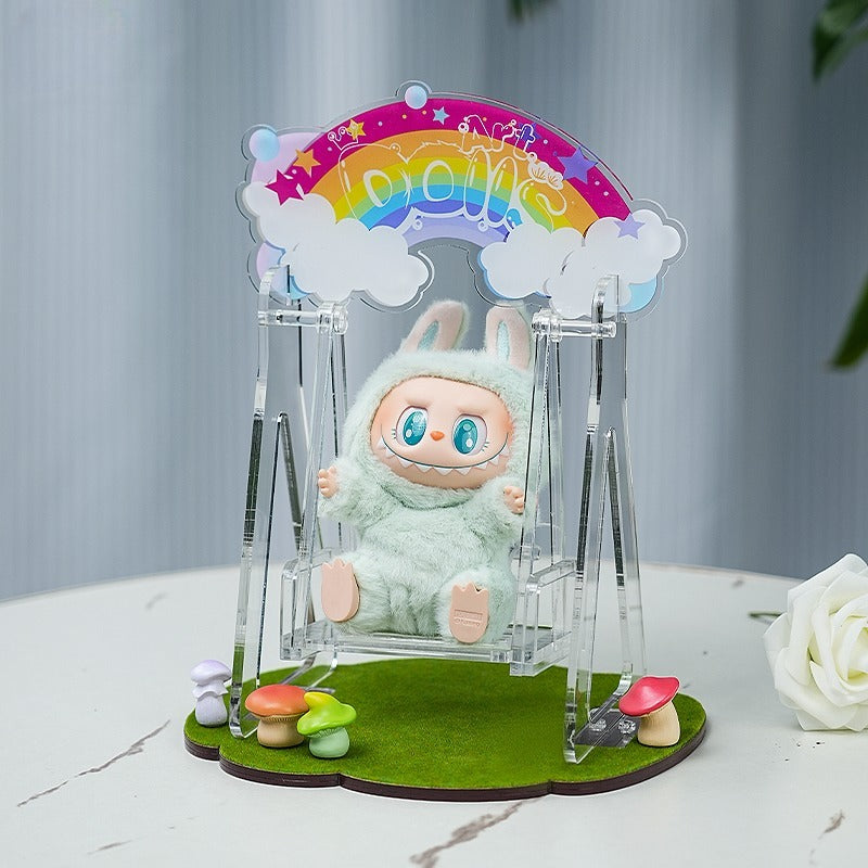 Labubu Carnival Swing Set - Kawaii Vinyl Doll Hanging Seat with Storage Base