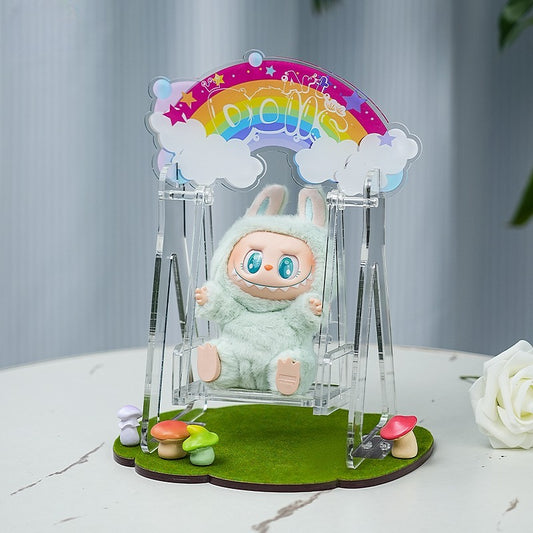 Labubu Carnival Swing Set - Kawaii Vinyl Doll Hanging Seat with Storage Base