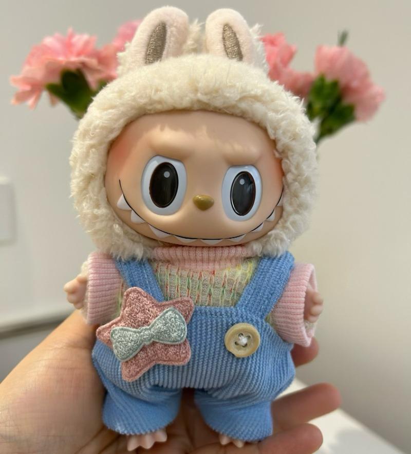 Labubu Vinyl Doll Clothes - Overalls & Dress Outfit for Keychain Figure Change Costume