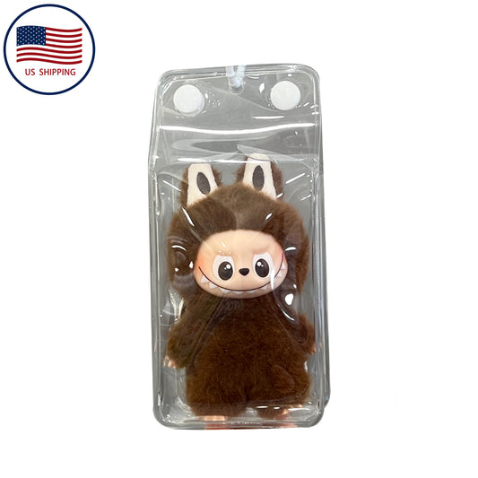 10.5cm Labubu 4th Gen Heart Code Mini Doll Carrier | Milk Carton Style Storage Bag & Protective Cover for 10cm Vinyl Charms