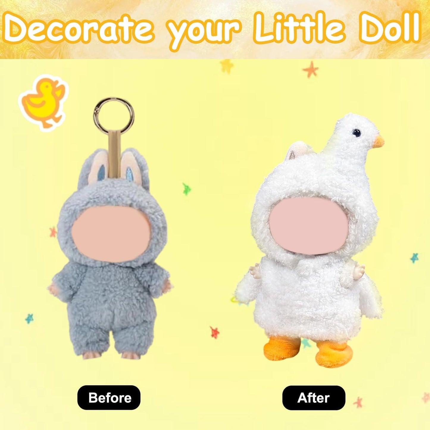 Cute Animal Clothes for LABUBU, Unique and Diverse Outfits for Labubu, No Doll Included (SWAN)