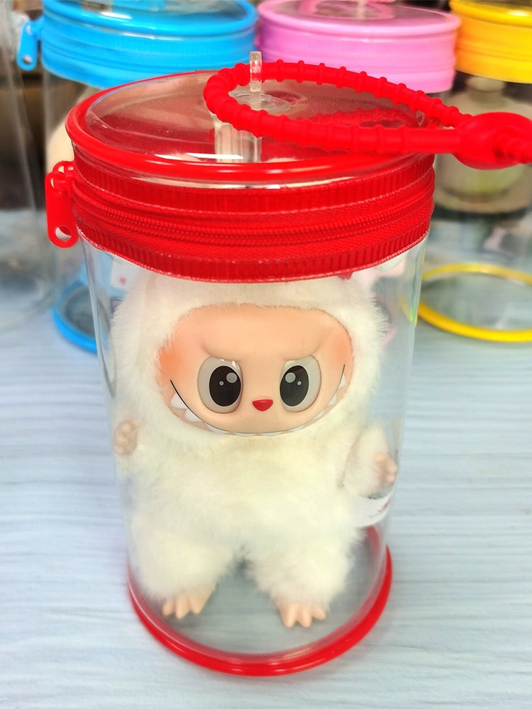 2025 New Pop Mart Labubu x CRYBABY Acrylic Mini Can Bag | Clear Dust-Proof Storage & Display Case with Detachable Shoulder Strap | Fits Labubu Gen 1-2, Sitting Party & CRYBABY