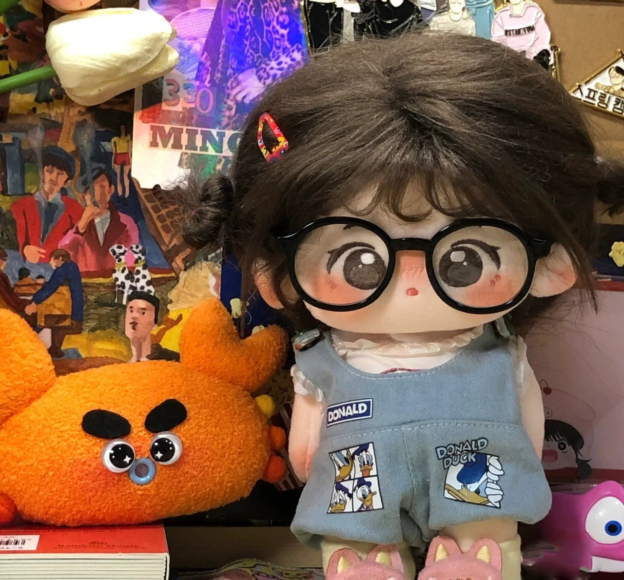 20cm Cotton Doll Glasses | Black Frame with Clear & Colorful Lenses Sunglasses Accessories for Photography Props