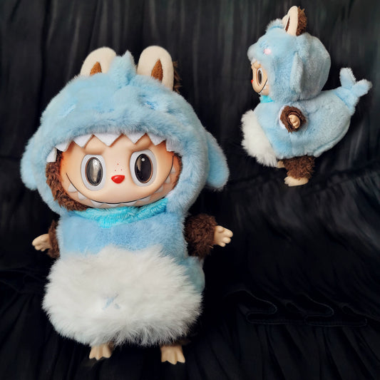 Halloween Pumpkin Costume for Labubu Macaroon Sitting Party | Plush Shark Outfit Set (Clothes Only)