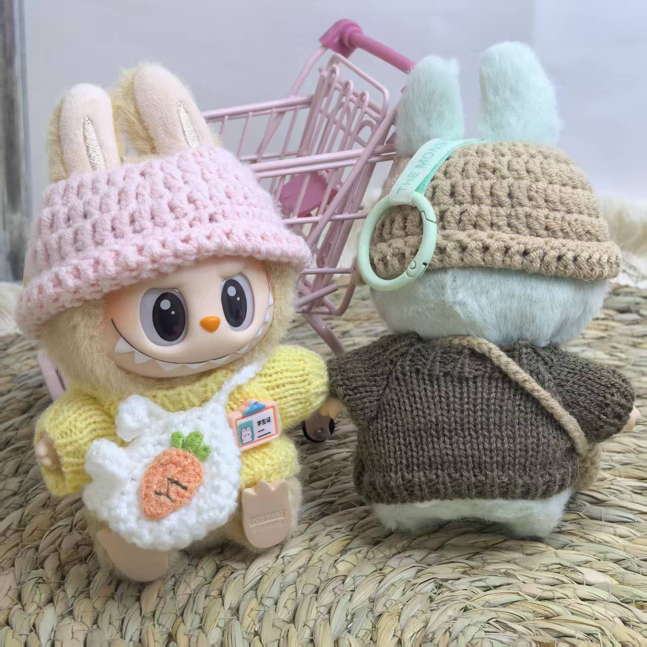 17cm Labubu 1st-2nd Gen Keychain Clothes Only | Cute Knit Brown Outfit Set | Replacement Wear for Plush/Vinyl Dolls