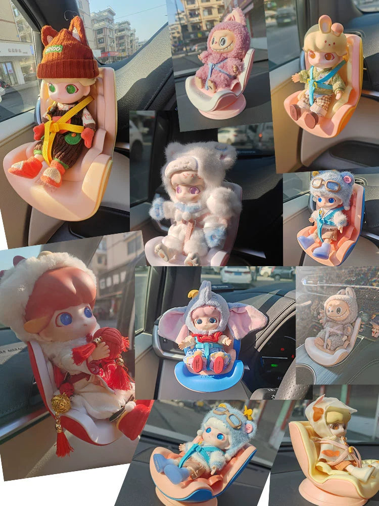 Labubu Vinyl Doll Compatible with Safety Seats | Car-Mounted Figurine, Vehicle Ornament & Car Air Vent Decoration