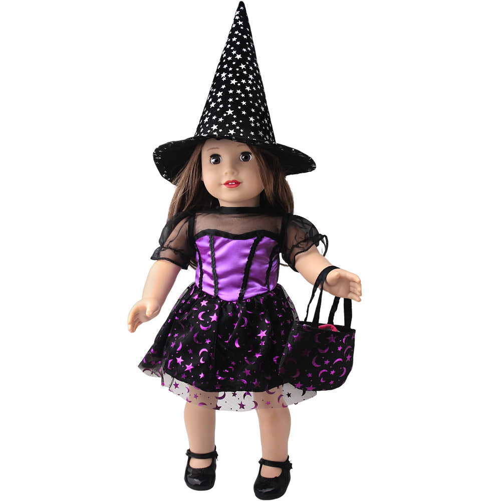 American Girl Doll Halloween Costume - 18 Inch Black & Purple 2-Piece Outfit Set for 18" Dolls (Like AG) | Spooky Holiday Dress