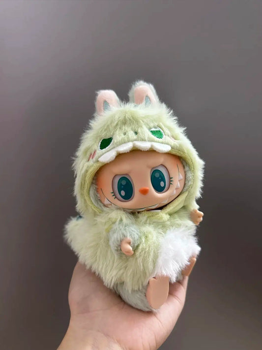 Labubu Gen 1-3 Compatible Green Dinosaur Outfit | Vinyl Doll Clothing for Sitting Party Series