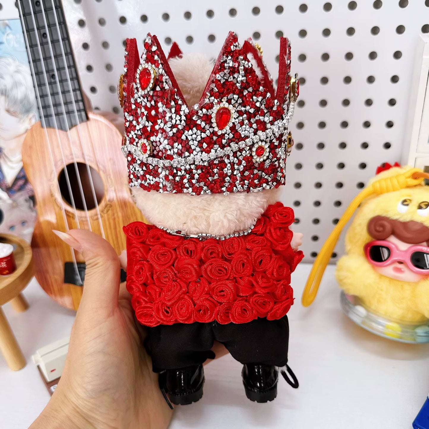Pop Mart Labubu x G-Dragon 17cm Concert Rose-Themed Outfit Set | Official Collaboration Changeable Clothing for Vinyl & Plush Dolls