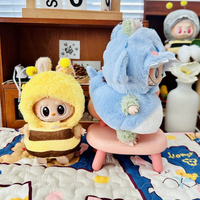 Dinosaur/Bee/Shark 3D Outfit for Labubu Plush Dolls - Cotton Doll Clothes