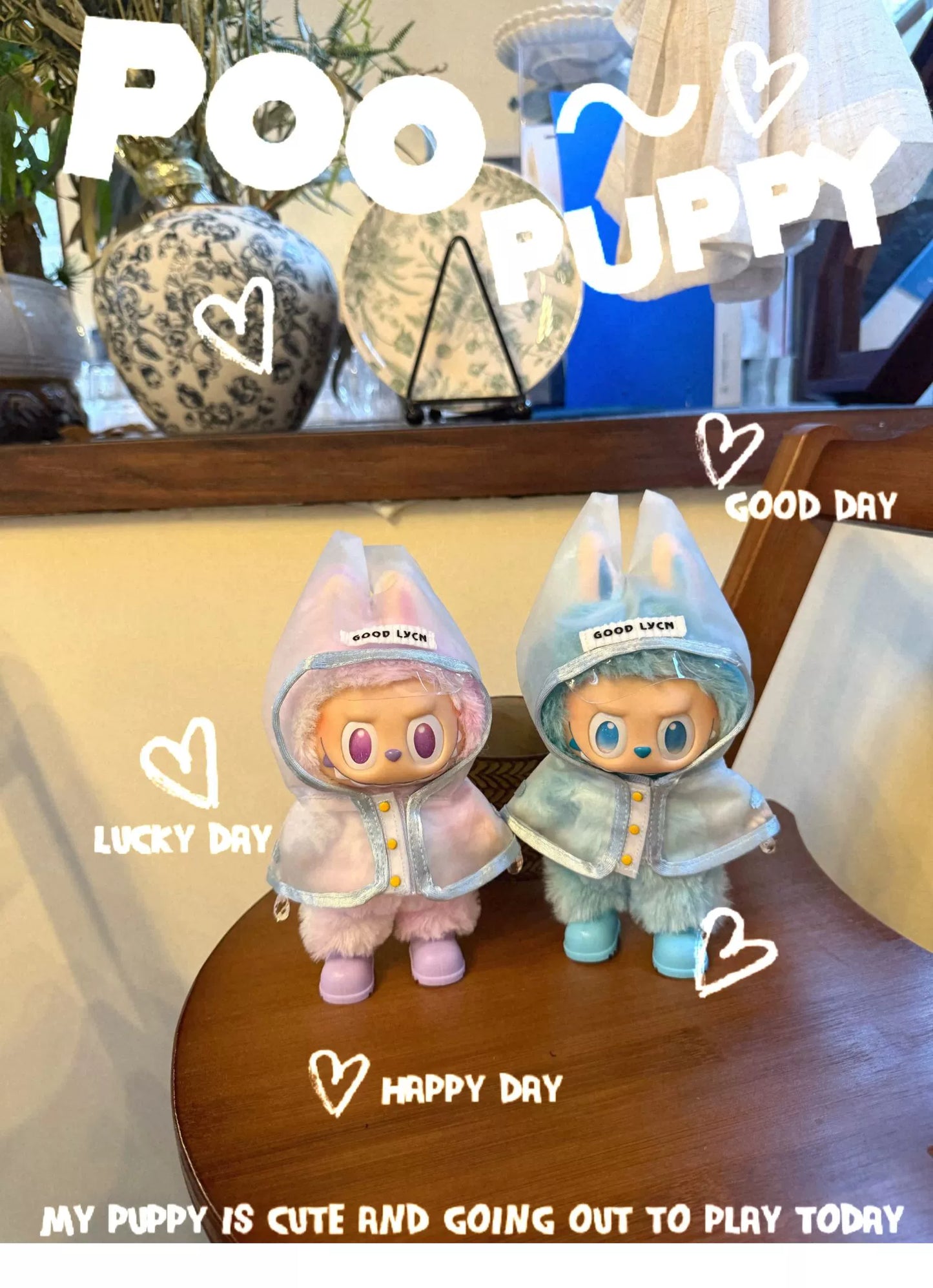 POP MART Labubu Doll Clothes 17cm - Raincoat Outfit for Generation 1/2/3 Vinyl Figures (No Doll/Boots Included) - Blind Box Accessory