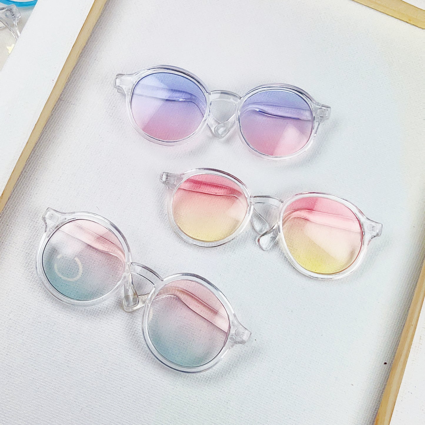 20cm Cotton Doll Glasses | Black Frame with Clear & Colorful Lenses Sunglasses Accessories for Photography Props