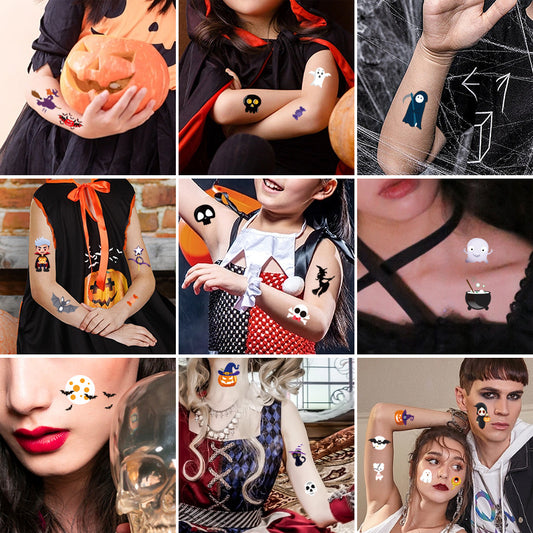 Glow in The Dark Halloween Tattoos - Temporary UV Face/Body Art for Kids Party Scary