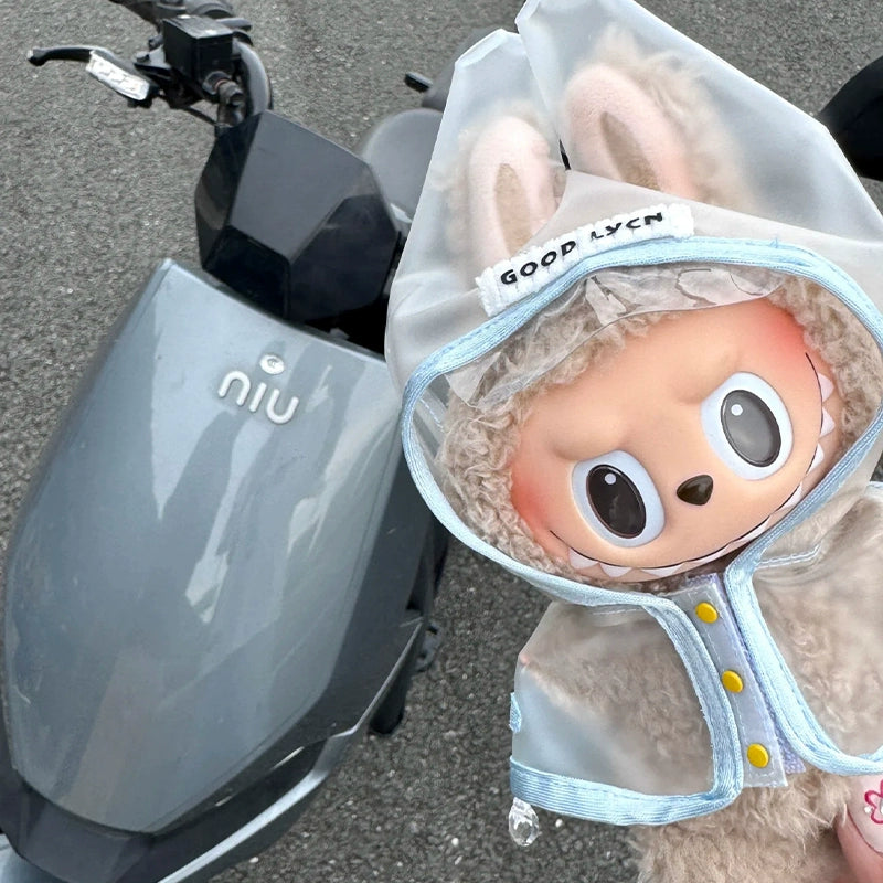 Labubu Raincoat - Trendy Clear Outerwear for 17cm Doll Collectibles