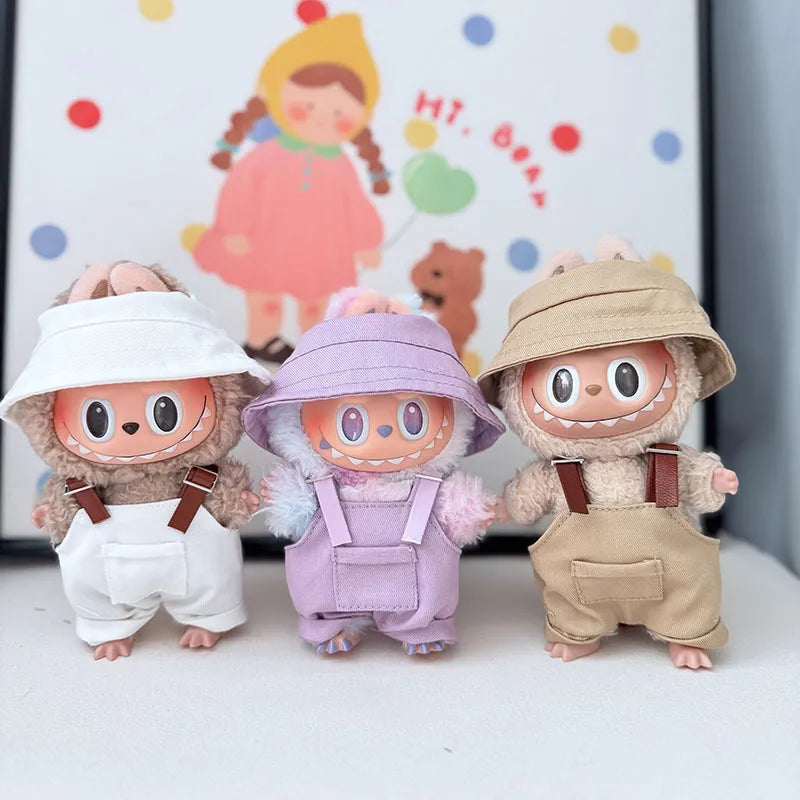 NEW Labubu 10cm Overalls Set - Denim+Pocket Belt Fits Gen1/2/3 (No Doll)