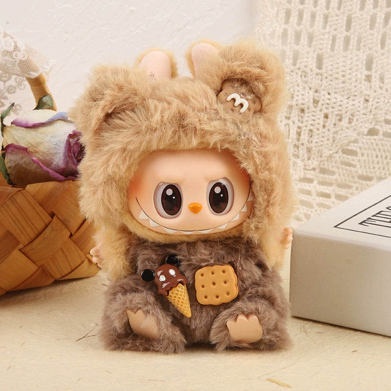 Cute Bear Cookie Costume for Labubu 1st/2nd Gen – Kawaii Themed Doll Outfit