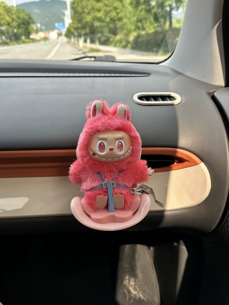 Labubu-Compatible Car Safety Seat, Dashboard Ornament & Air Vent Clip Set
