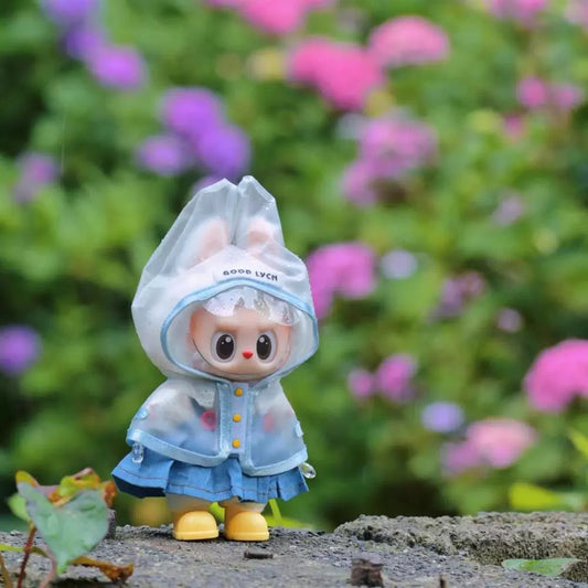Labubu Rainy Day Essentials - Transparent PVC Raincoat for Vinyl Dolls (No Doll & Shoes)