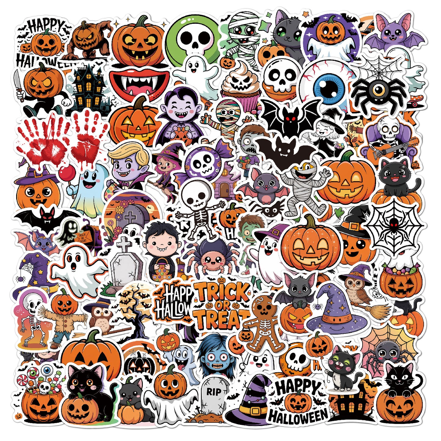 2025 Halloween Stickers - Holographic Waterproof Decals for Cups, Party Gifts, Decor