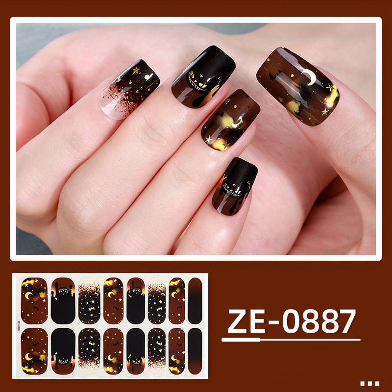 Glow in Dark Halloween Nail Stickers - Waterproof Cartoon Decals for Kids, No Heat Needed