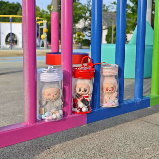 2025 New Clear PVC Can Bag for Pop Mart Blind Box Storage | Dust-Proof Zipper & Detachable Shoulder Strap | Fits Labubu 15-17cm & Molly Collectible Dolls