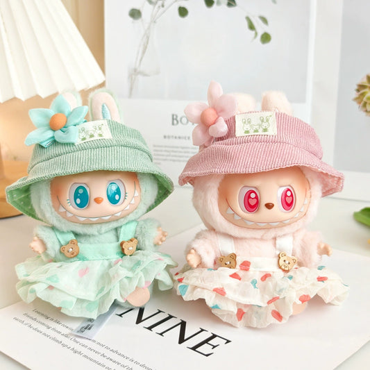 Labubu Macaron Dress - 17cm Pastel Outfit for Gen1/2 Plush Dolls