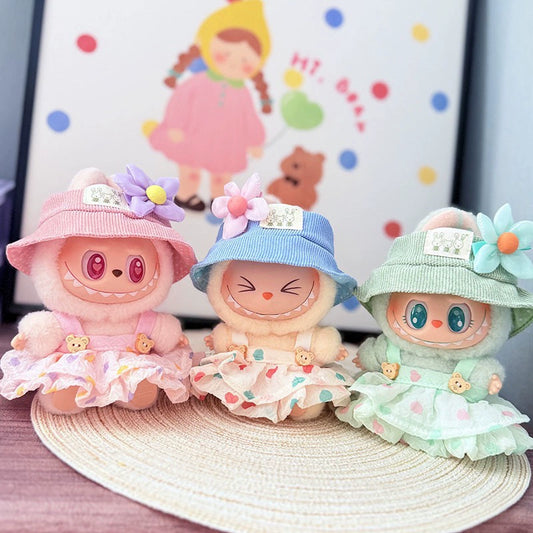 [Clothes Only] Gen 1-2 Labubu Clothing Accessories | Cute Crinkled Gauze Heart Dress for Sitting Dolls