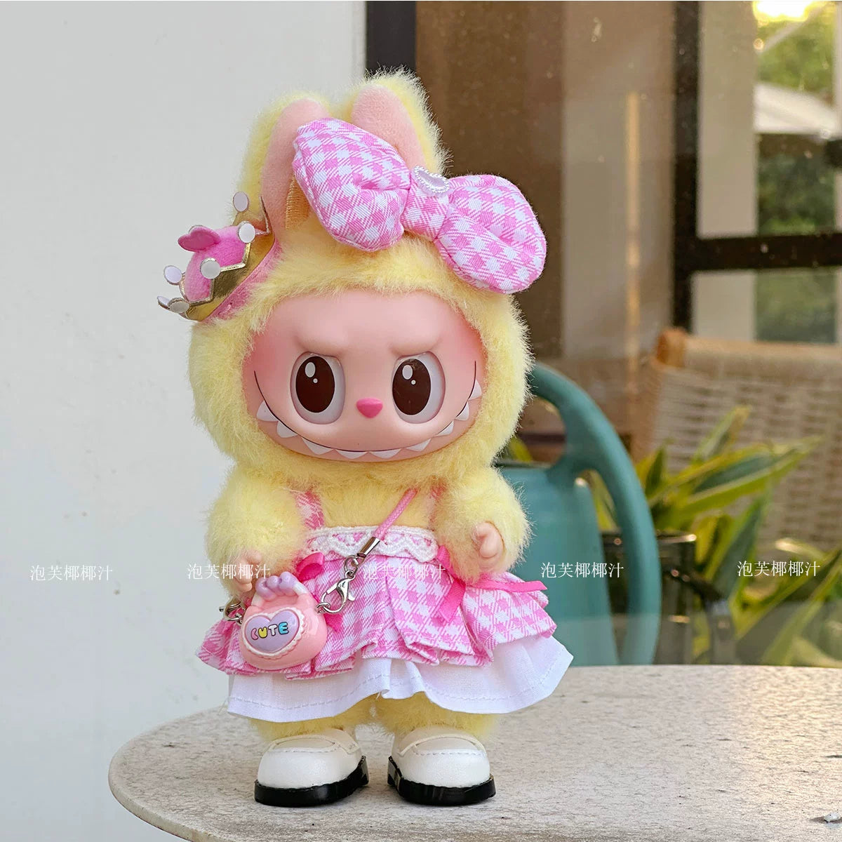 Labubu Crybaby Outfit - Green Dress & Hair Accessories for Vinyl Blind Box Keychain