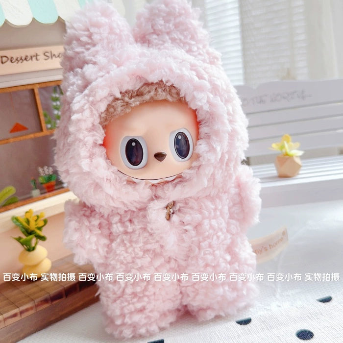 17cm Labubu Sitting Party Macaron Pastel Pink Rabbit Plush Onesie | Replacement Outfit for Plush/Vinyl Keychain Charms (Clothes Only)