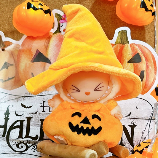 Labubu Series 1/2 Halloween Outfit - Pumpkin Costume for Keychain Doll Clothes Change