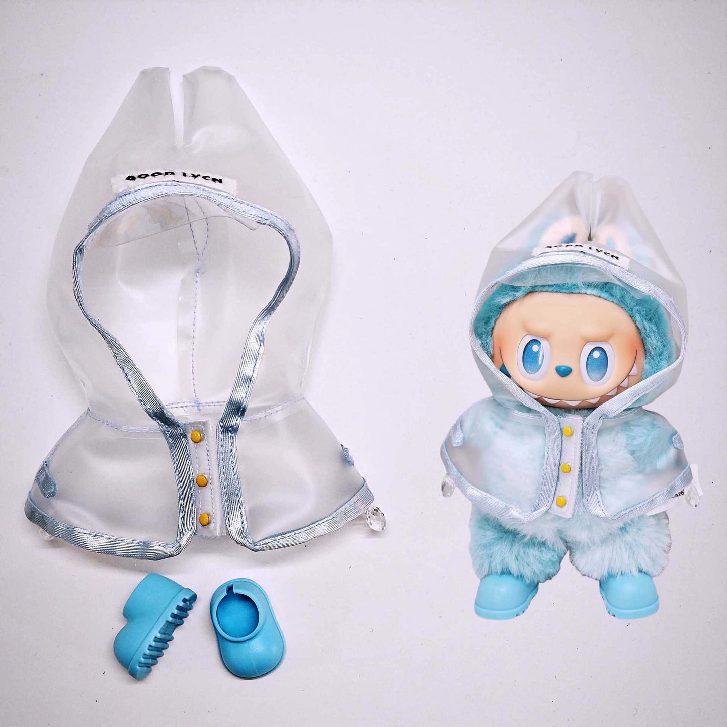 17cm LABUBU Transparent Raincoat | Doll Clothes | Without Shoes