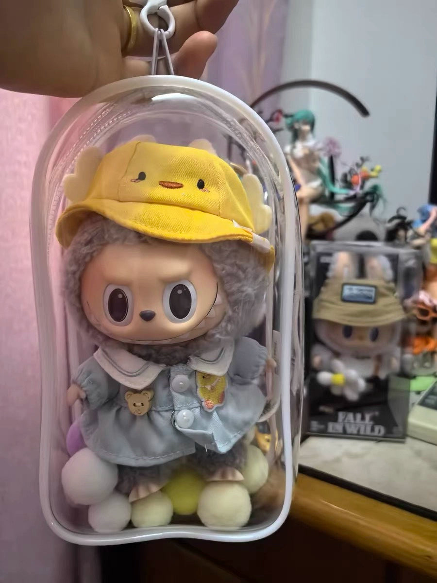 Labubu Vinyl Protective Cover & Cotton Doll Itabag | Sitting Party Series Doll Carrier for Outings