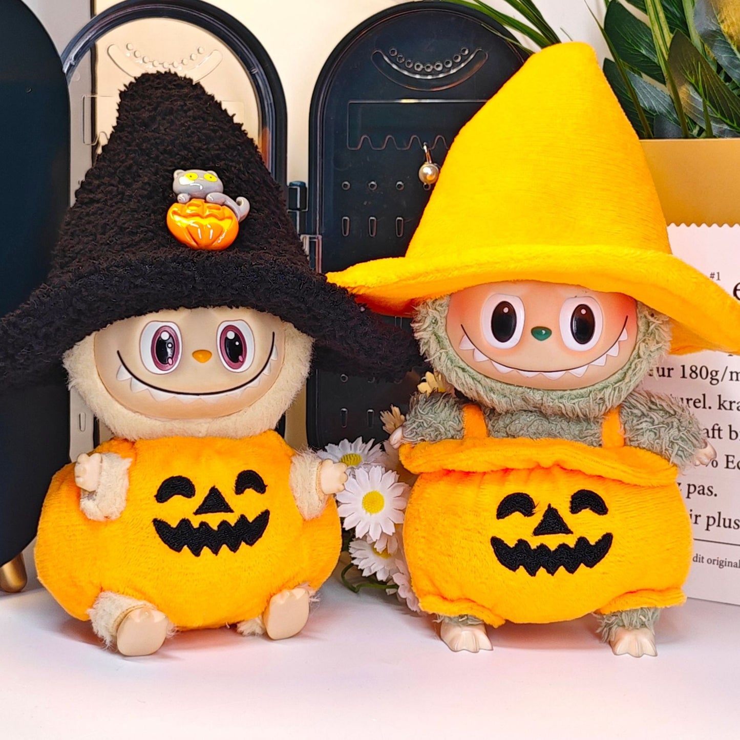 Labubu Halloween Pumpkin Outfit - Plush & Vinyl Doll Costume for Sitting Party Series