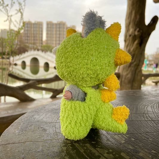 Labubu Hand-Knitted Dinosaur Outfit - Replaceable Clothes for Vinyl Doll Knit Costume