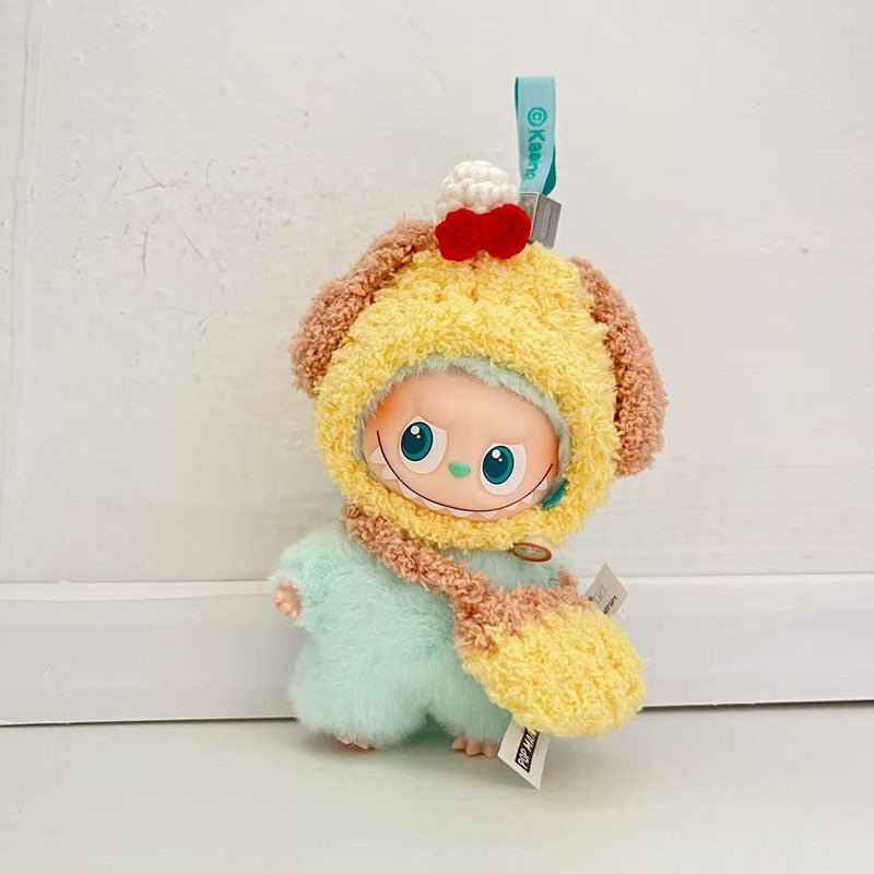 10.5cm Labubu 4th Gen Mini Keychain Clothes Only | Handmade Panda Headband & Bag Set | Replacement Outfit for Vinyl/Plastic Charms