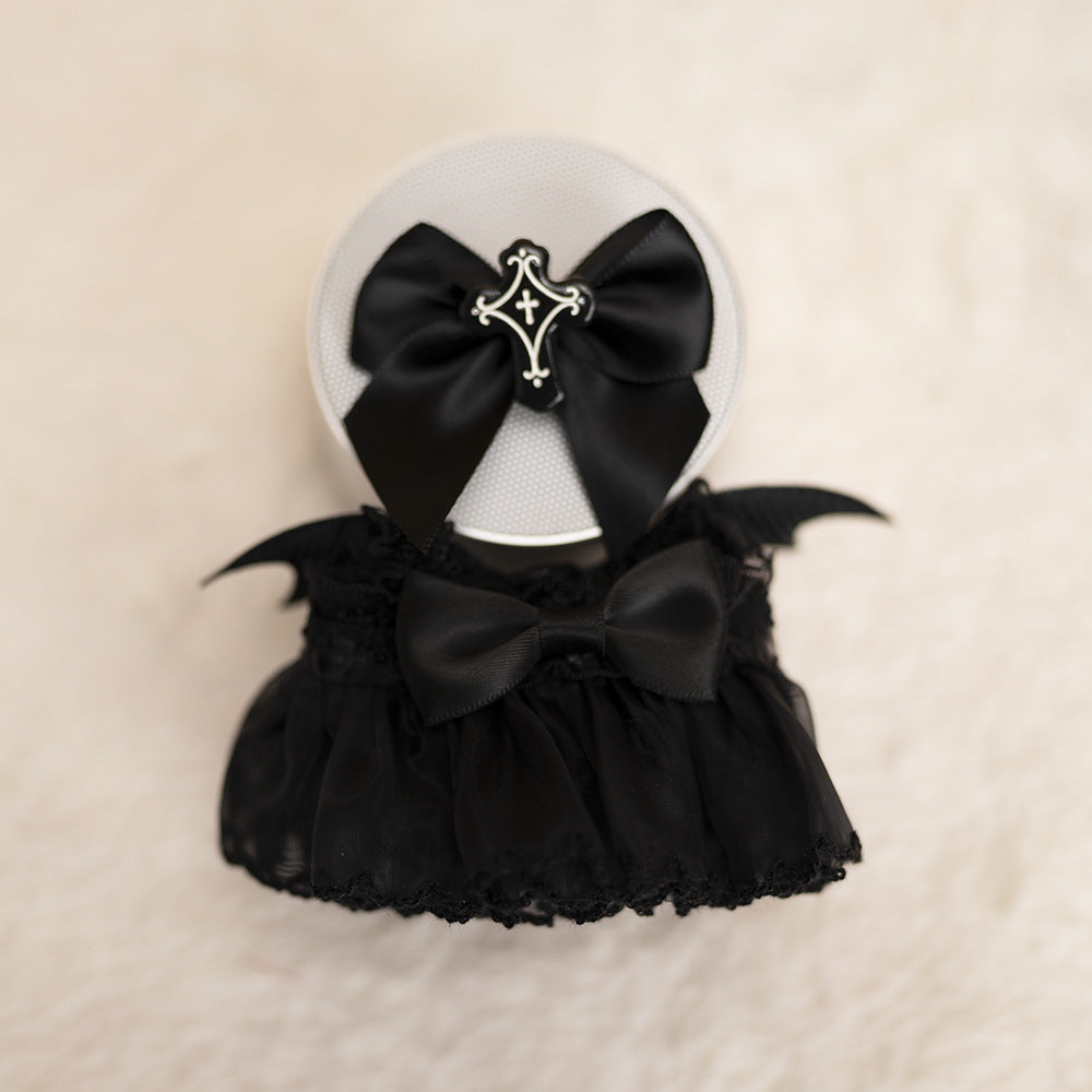 Labubu Keychain Dark Angel Dress - Black Devil Chiffon Skirt for Plush Doll Clothes Change