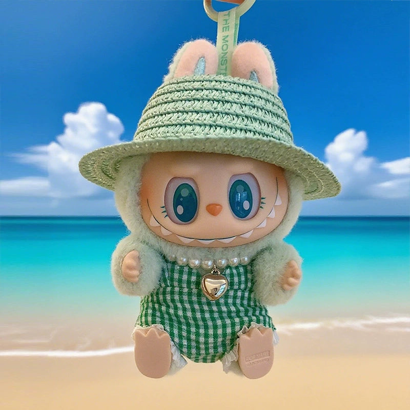 POP MART Labubu Doll Swimsuit Set - Summer Vacation Outfit w/Green Float for Gen 1/2/3 Vinyl Figures 17cm (No Doll Included)