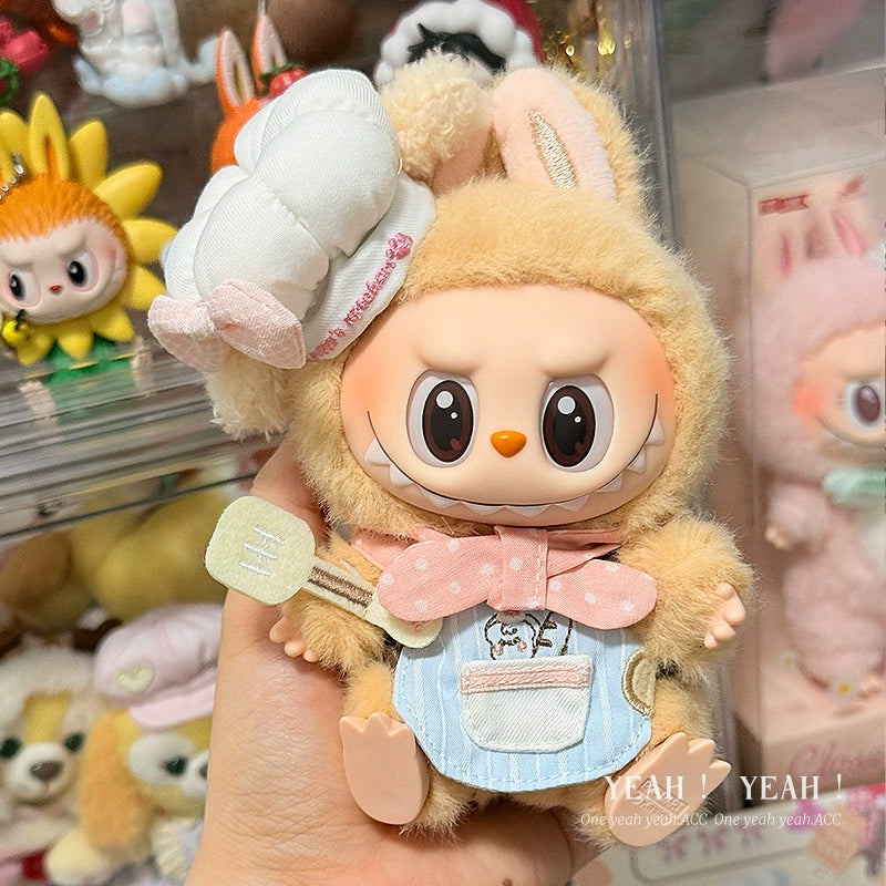 17cm Labubu Chef Costume Set | Handmade Vinyl-Compatible Clothes with Apron & Chef Hat for Collectible Dolls