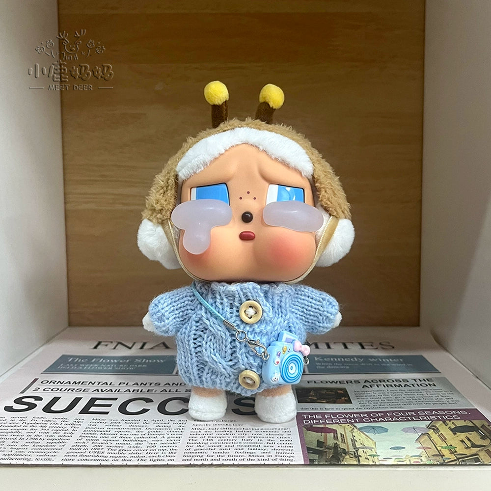 CRYBABY Tears Factory Knit Set - Blue Teddy Bear Sweater for 10cm Vinyl Dolls