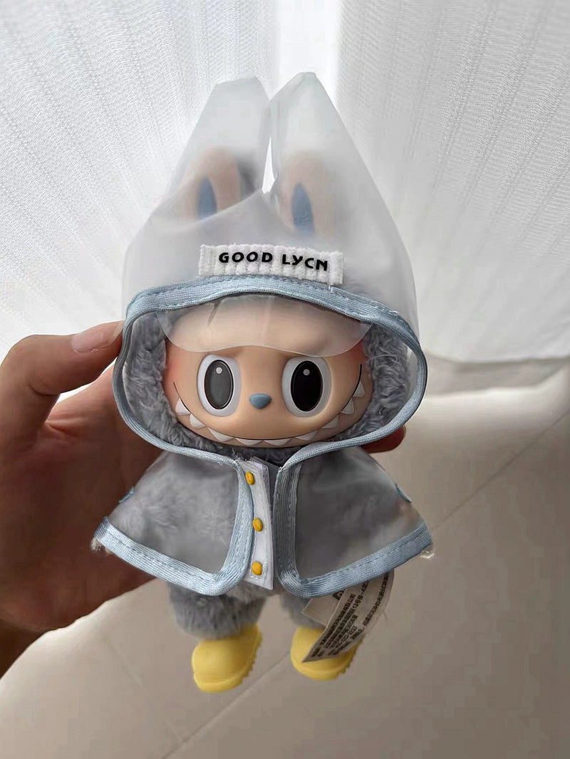 Labubu Doll Raincoat - Clear PVC Outfit Fits Gen1/2/3 (No Doll & Shoes)
