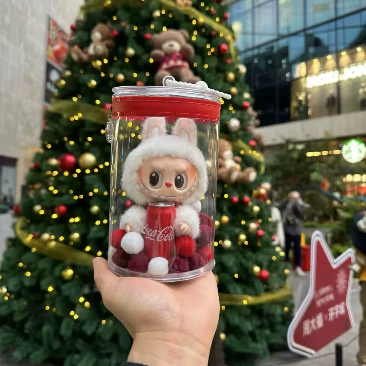 2025 New Pop Mart Labubu Mini Can Bag | Clear Acrylic Storage Display Case with Detachable Shoulder Strap | Fits 15-17cm Plush Dolls & Blind Box Figures