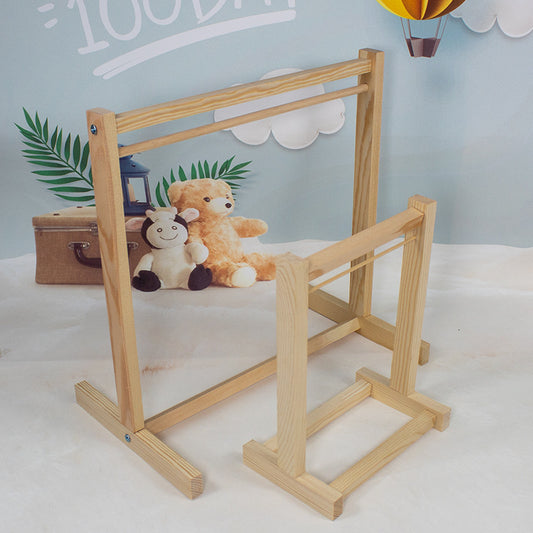 Wooden Hanger with Clothes Rack - Cotton Doll Display Stand with Assembly Accessories