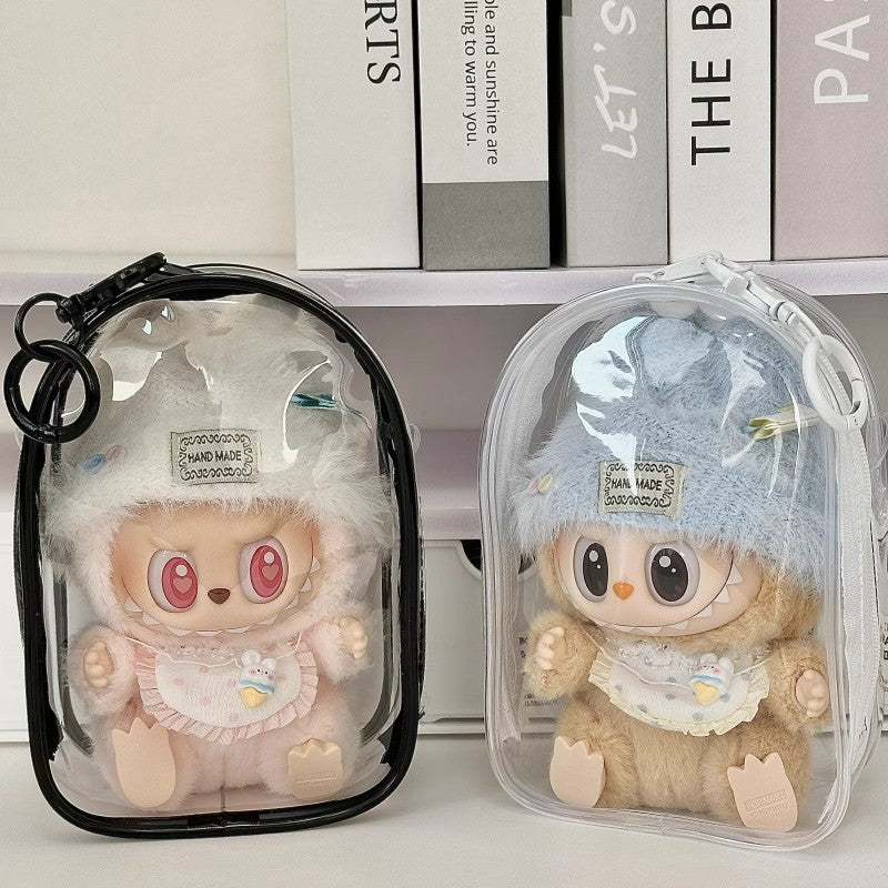 15cm Labubu Sitting Series Protective Case - Dustproof Carrier for Cotton & Vinyl Doll