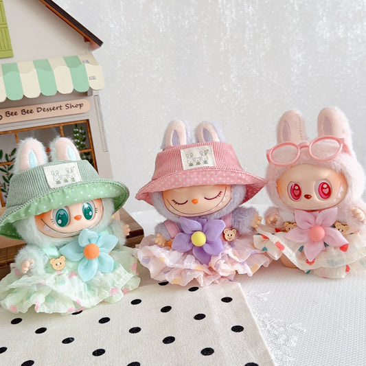 Labubu Summer Pastel Dress Set - Mint Green Tulle Skirt & Bonnet for Have a Seat Series