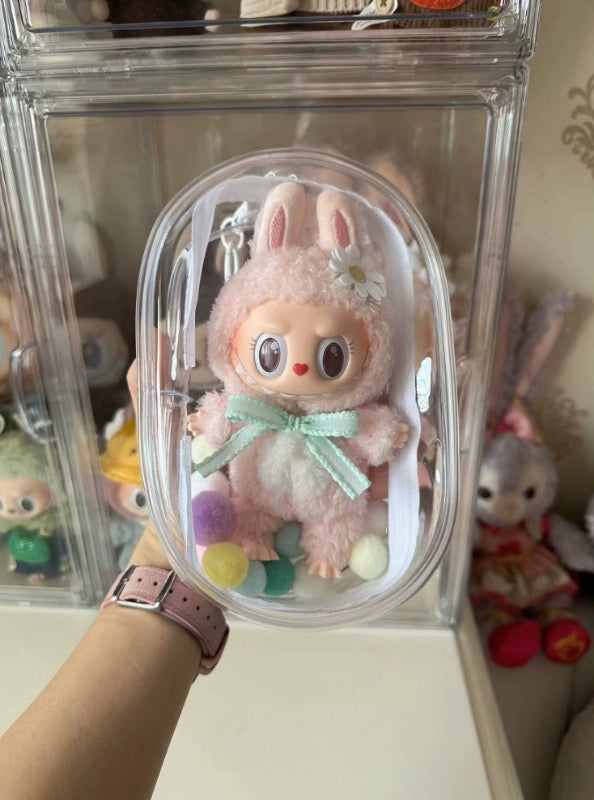 Labubu Vinyl Protective Cover & Cotton Doll Itabag | Sitting Party Series Doll Carrier for Outings