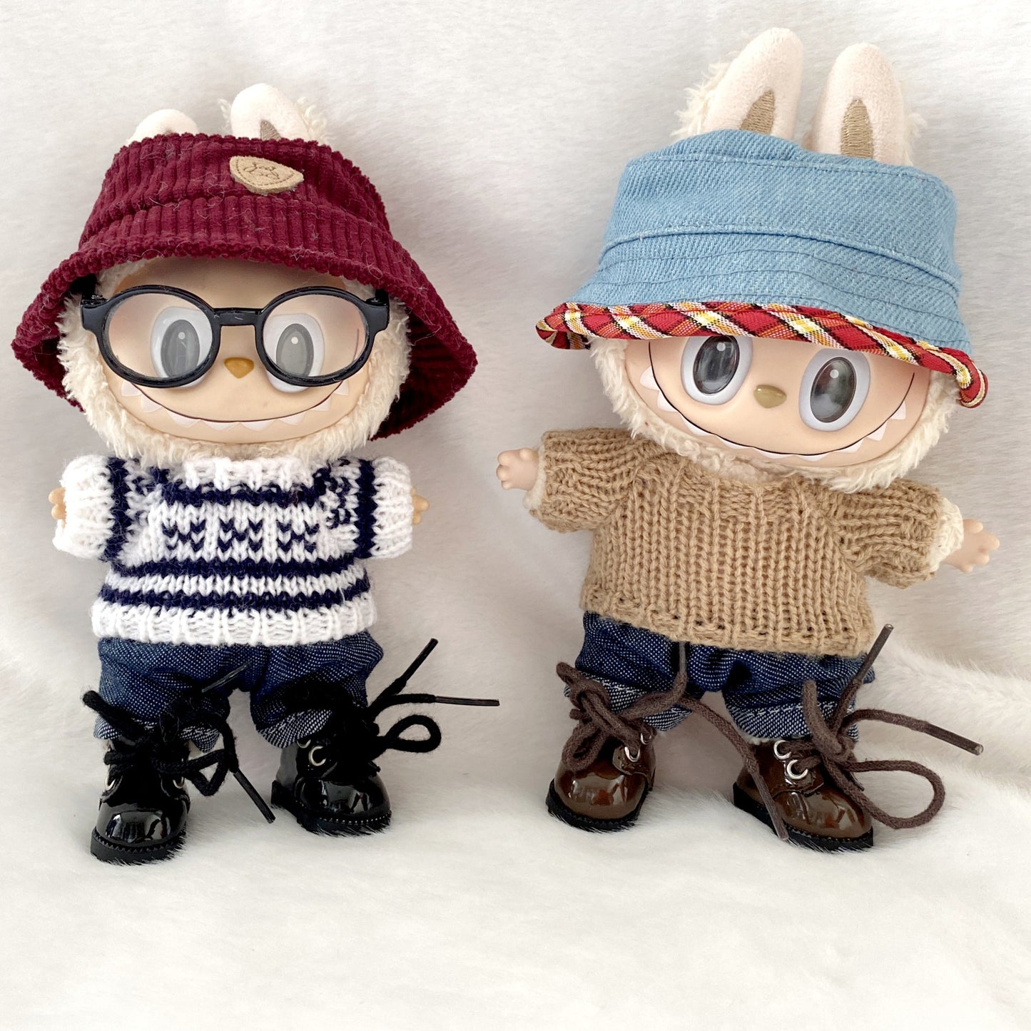17cm Labubu 1st-3rd Gen Keychain Clothes | Dress, Sweater, Overalls & T-Shirt Collection | Complete Replacement Outfit Set for Plush/Vinyl Dolls